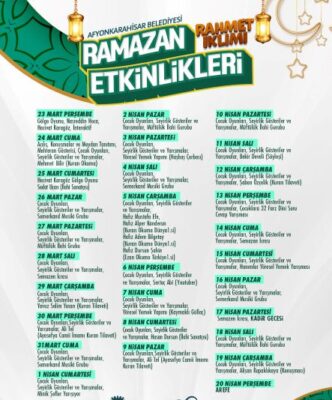 Afyonkarahisar Belediyesi’nin, Ramazan ayının manevi iklimini Afyonkarahisarlılara yaşatabilmek amacı ile