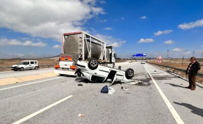 AFYONKARAHİSAR (AA) – Afyonkarahisar'ın Emirdağ ilçesinde devrilen otomobildeki 4 kişi