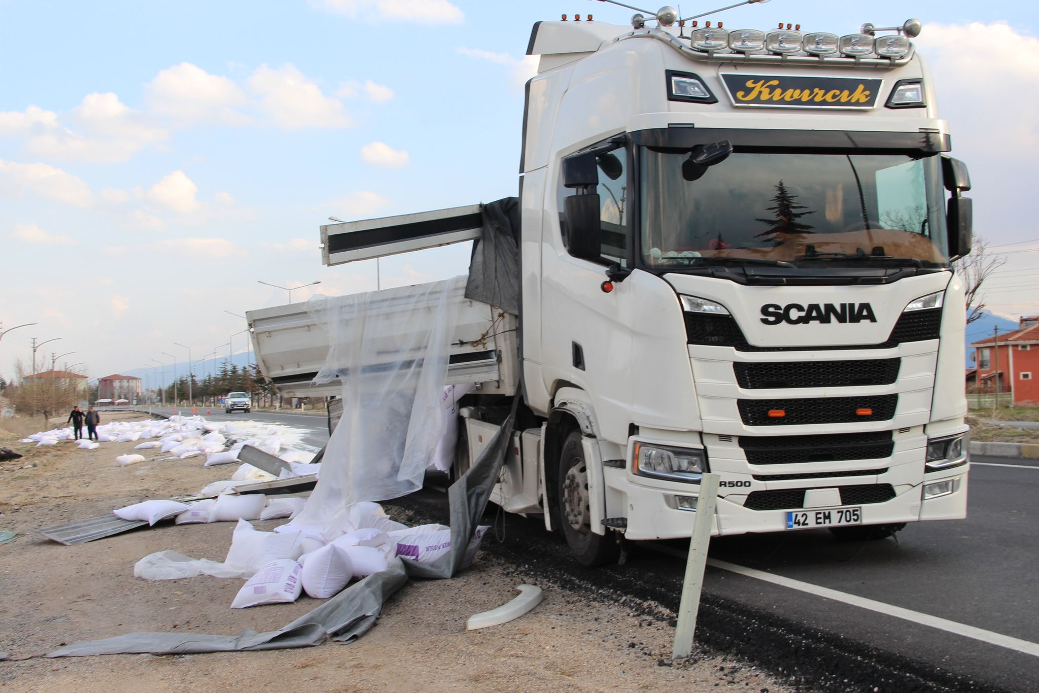 AFYONKARAHİSAR (AA) – Afyonkarahisar'ın Bolvadin ilçesinde kontrolden çıkan tır şarampole