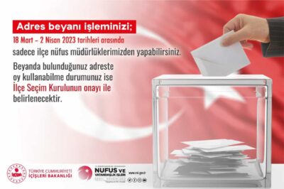 Nüfus ve Vatandaşlık İşleri Genel Müdürlüğü’nden yapılan açıklamada, “Adres beyan