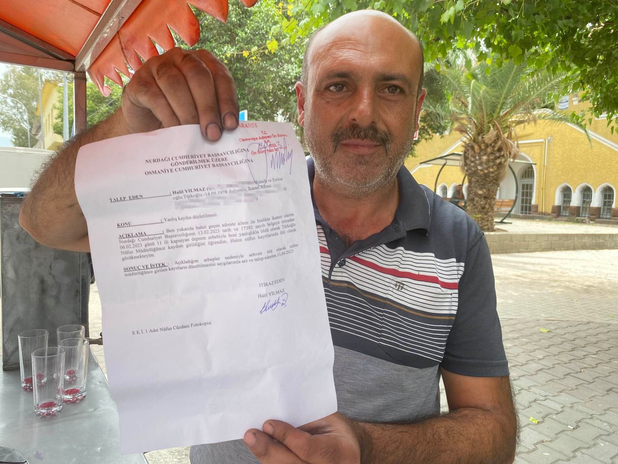 Kahramanmaraş merkezli depremler sonrası Osmaniye’de kayıtlara ‘ölü‘ olarak geçen 4 çocuk babası Halil Yılmaz,