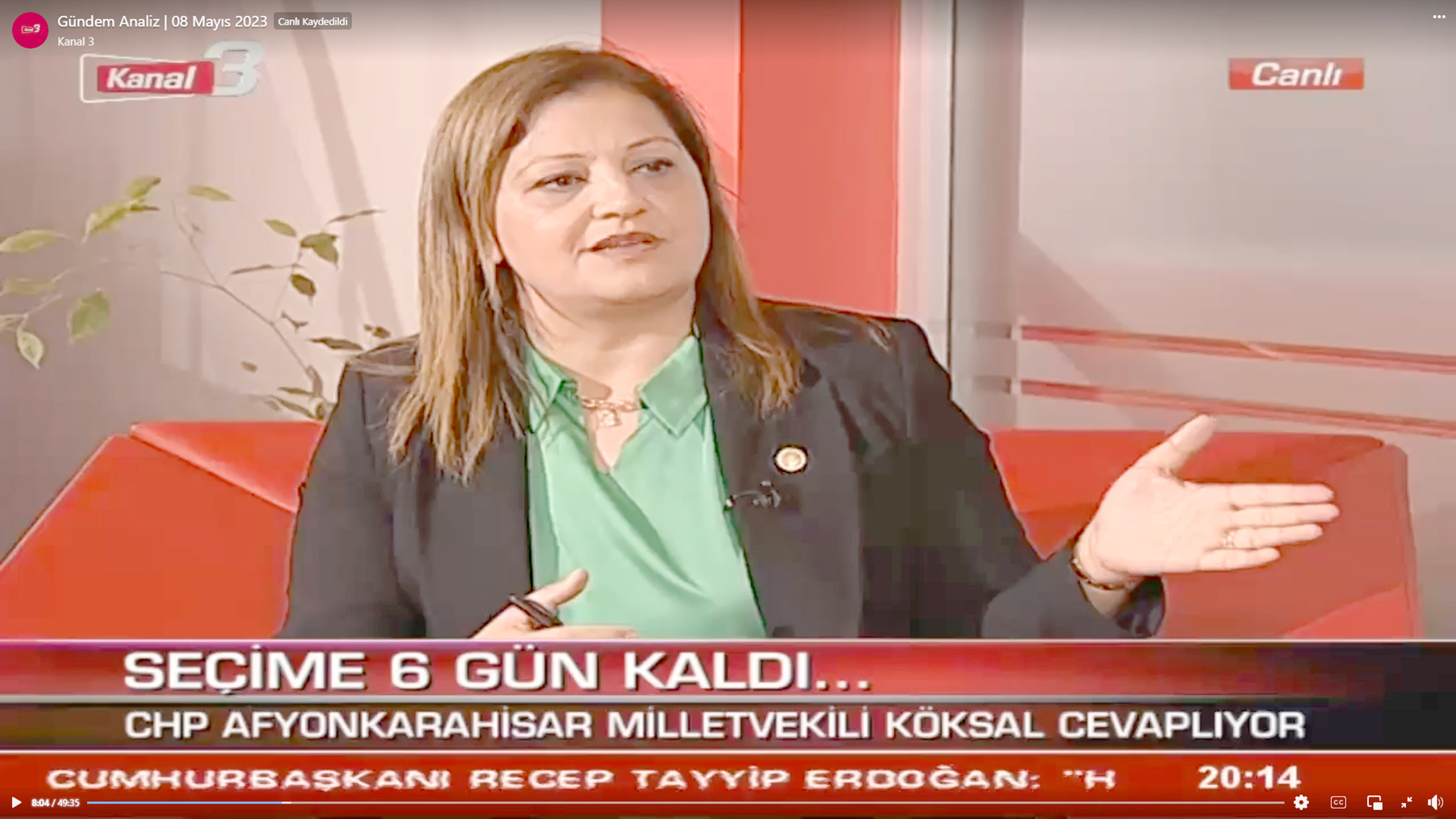 Kanal 3 ekranlarında Berna Uğur Türksoy’un hazırlayıp sunduğu Gündem Analiz