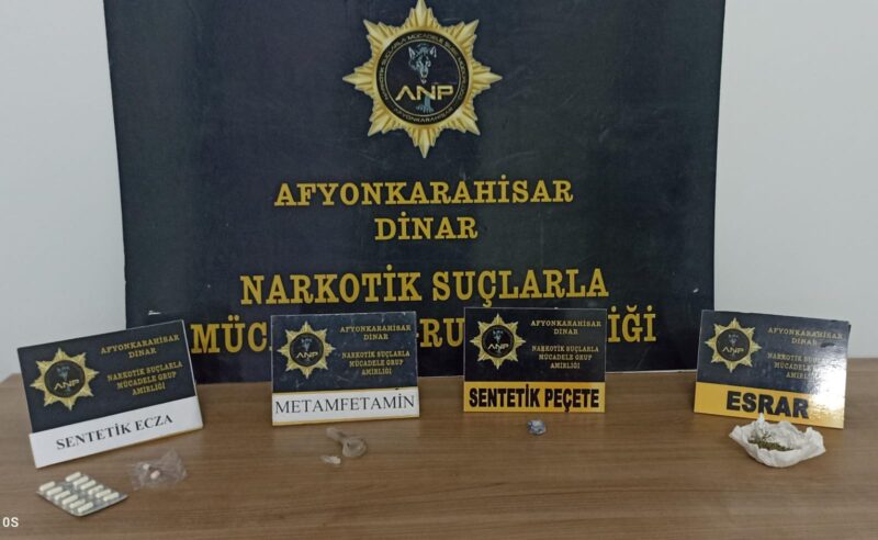 Afyonkarahisar’ın Dinar ilçesinde iki farklı uyuşturucu operasyonunda yakalanan 5 şüpheliye