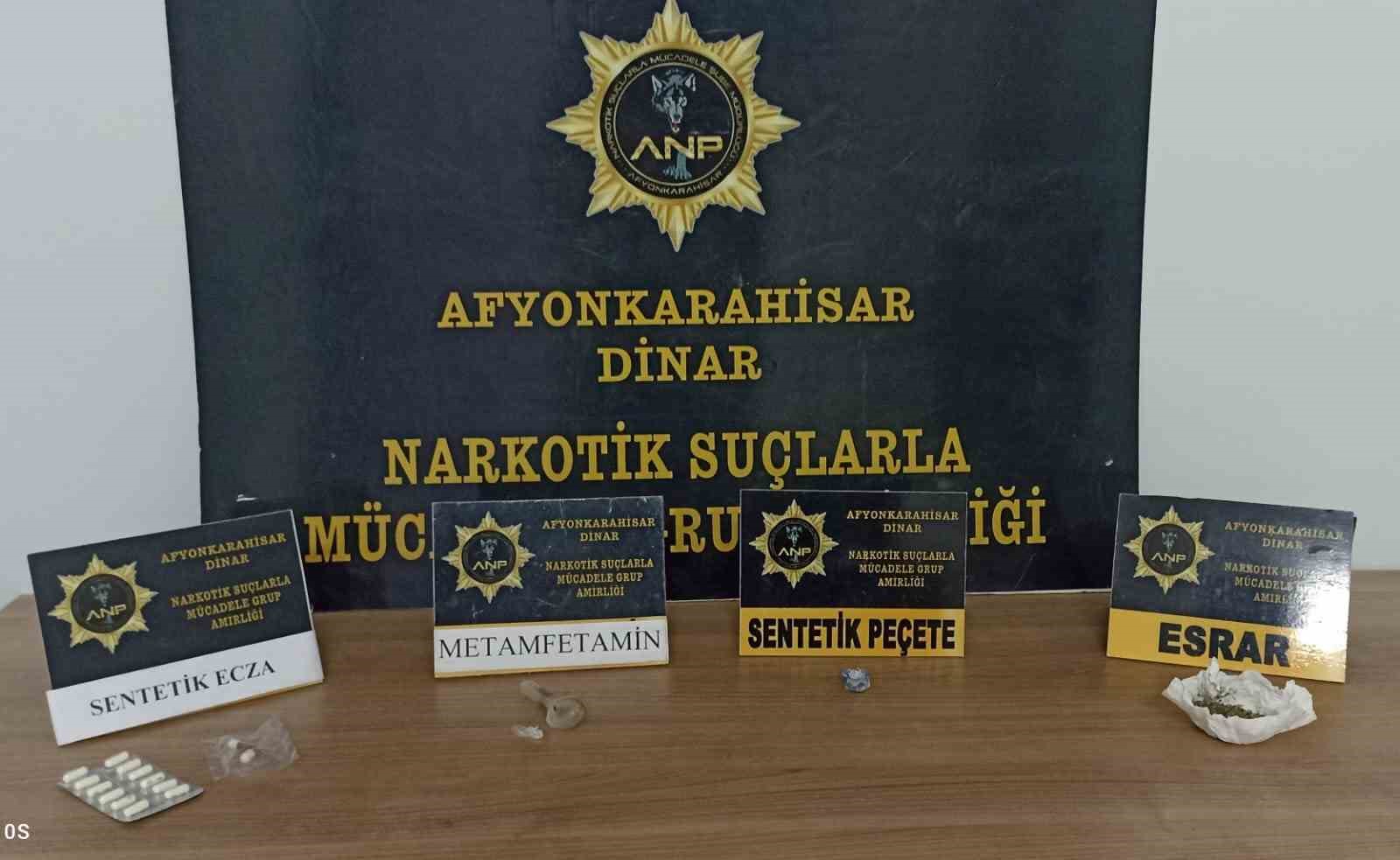 AFYONKARAHİSAR’IN DİNAR İLÇESİNDE POLİS TARAFINDAN İKİ ŞAHSIN ADRESİNE YAPILAN BASKINDA