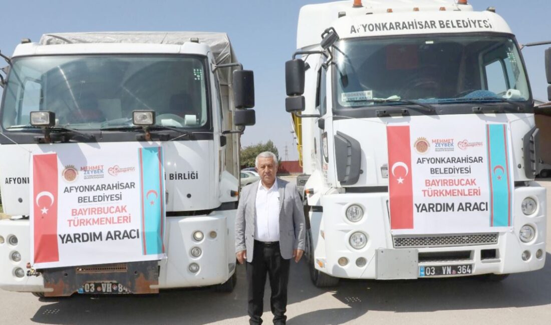   Hayırseverler tarafından Bayırbucak Türkmenleri için toplanan yardımların yer aldığı