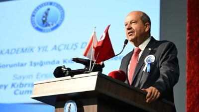 AKÜ’nün 2023-2024 Akademik Yılı Açılış Töreni’ne katılan KKTC Cumhurbaşkanı Ersin