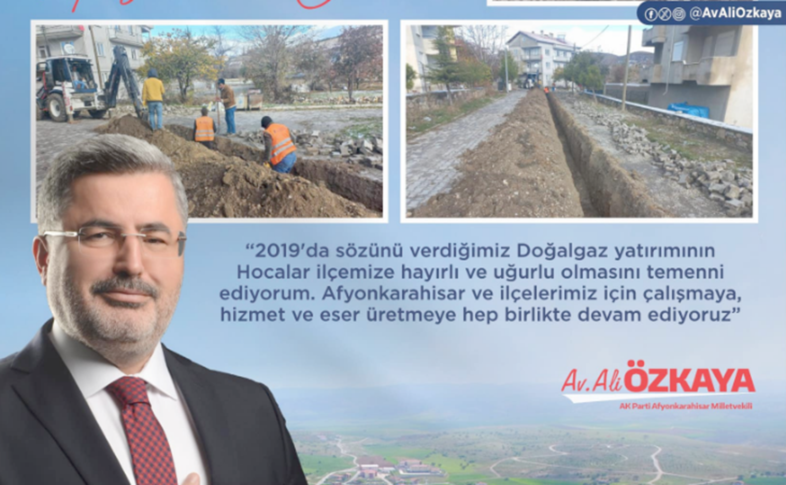 AK Parti Afyonkarahisar Milletvekili Ali Özkaya, Hocalar ilçesine doğalgaz müjdesi