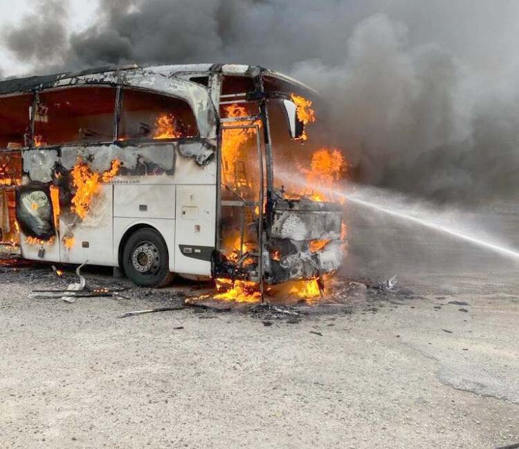 Konya’nın Ereğli ilçesinde bir yolcu otobüsü alev alev yandı. Yangın,