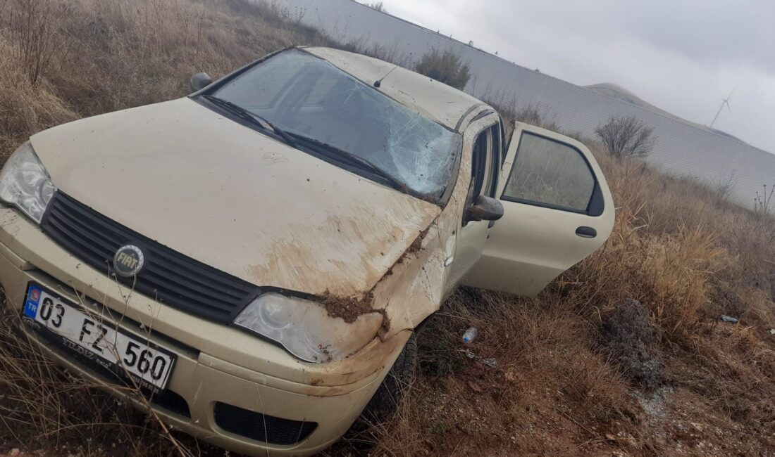 Otomobil takla attı! Afyonkarahisar’ın Dinar ilçesinde kontrolden çıkarak takla atan otomobilde 2 kişi