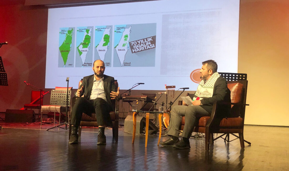 Afyonkarahisar’da düzenlenen Filistin için dayanışma gecesinde konuşan İHH İl Başkanı