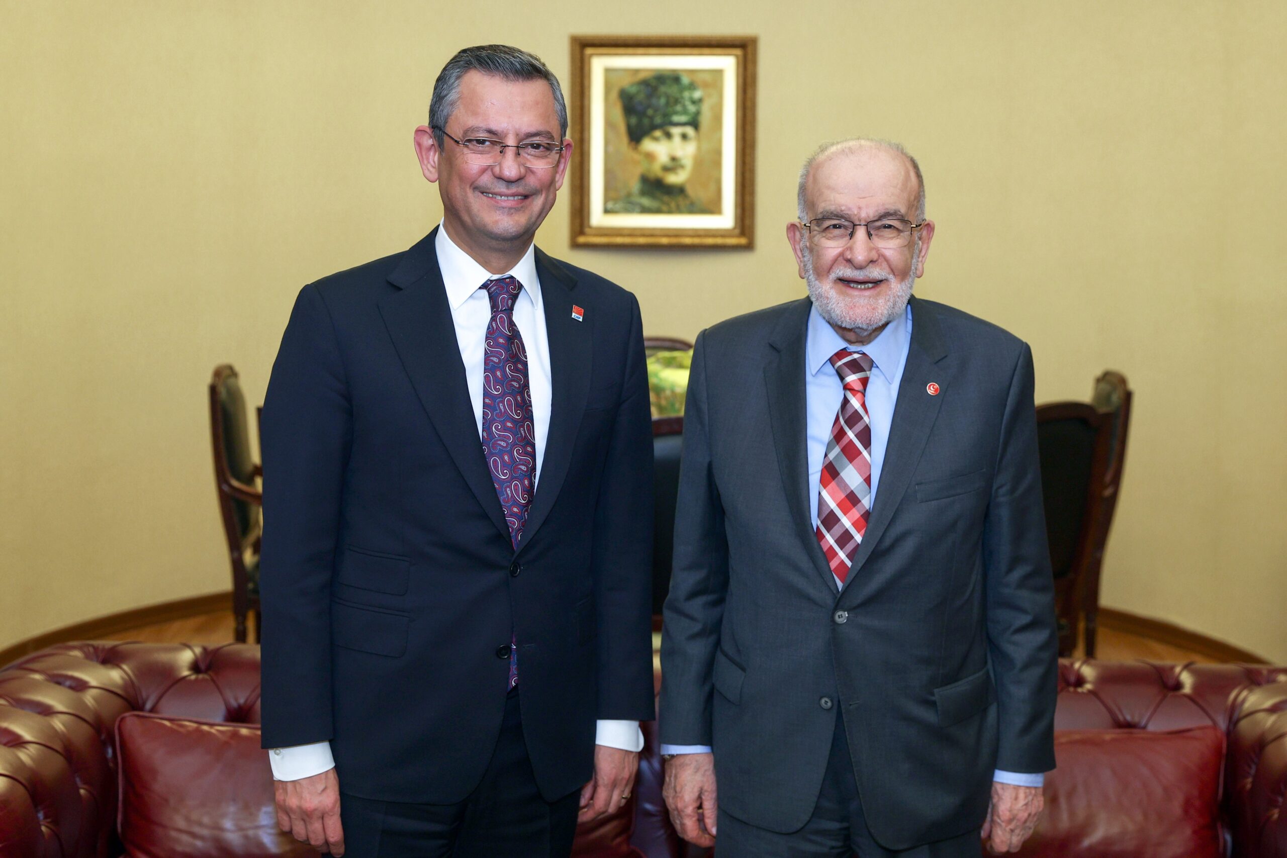 CHP Genel Başkanı Özgür Özel, Saadet Partisi Genel Başkanı Temel
