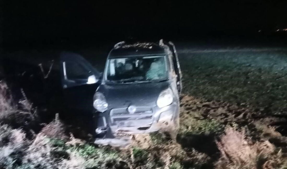 Afyonkarahisar’da kontrolden çıkarak şarampole giren hafif ticari araçta 3 kişi