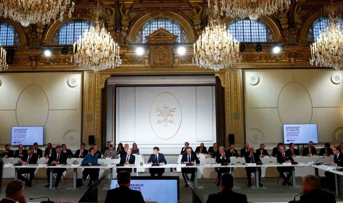 Fransa Cumhurbaşkanı Emmanuel Macron Paris’te düzenlenen Ukrayna’ya destek konferansının ardından