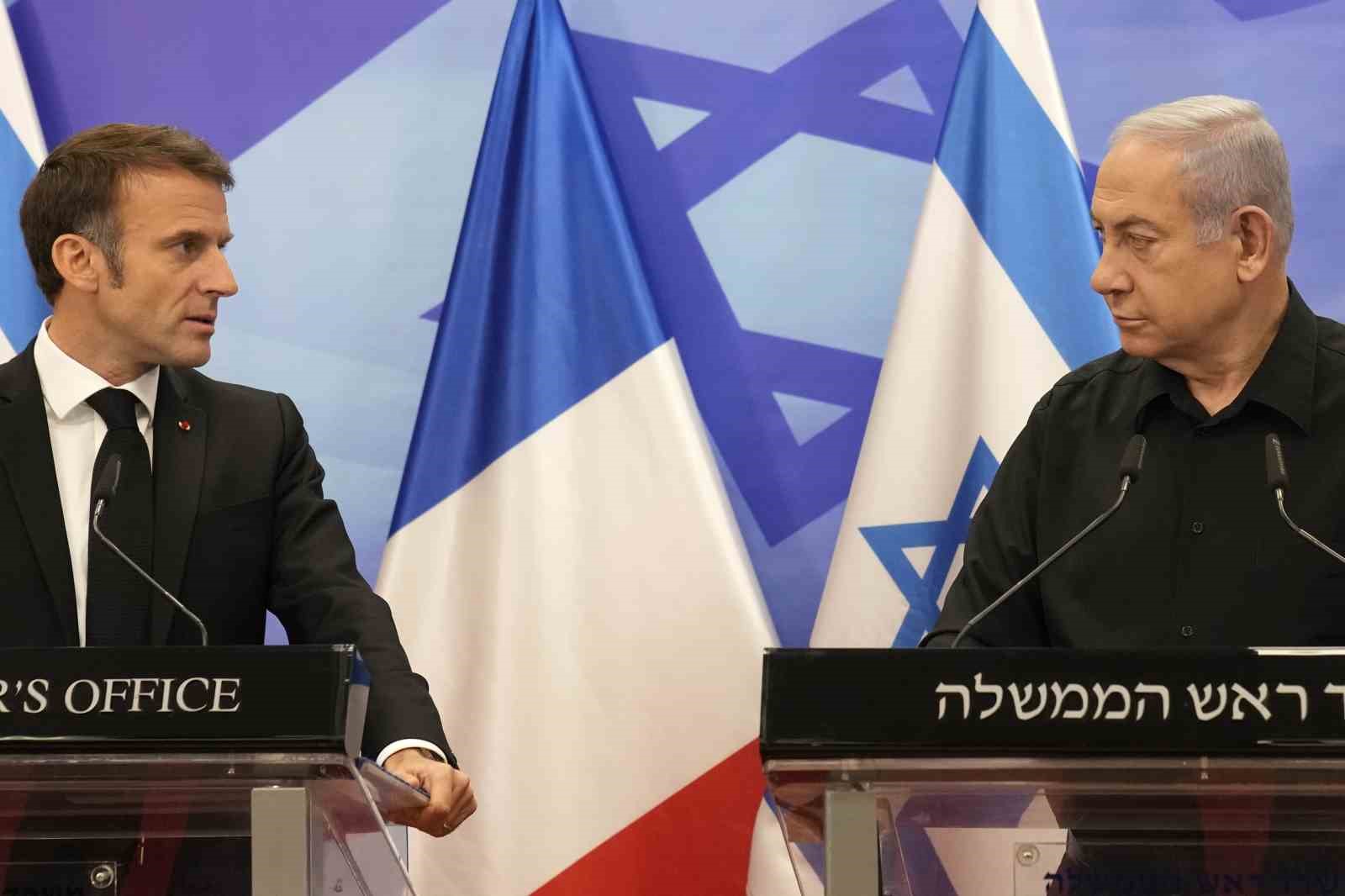 FRANSA CUMHURBAŞKANI EMMANUEL MACRON, İSRAİL BAŞBAKANI BİNYAMİN NETANYAHU İLE YAPTIĞI