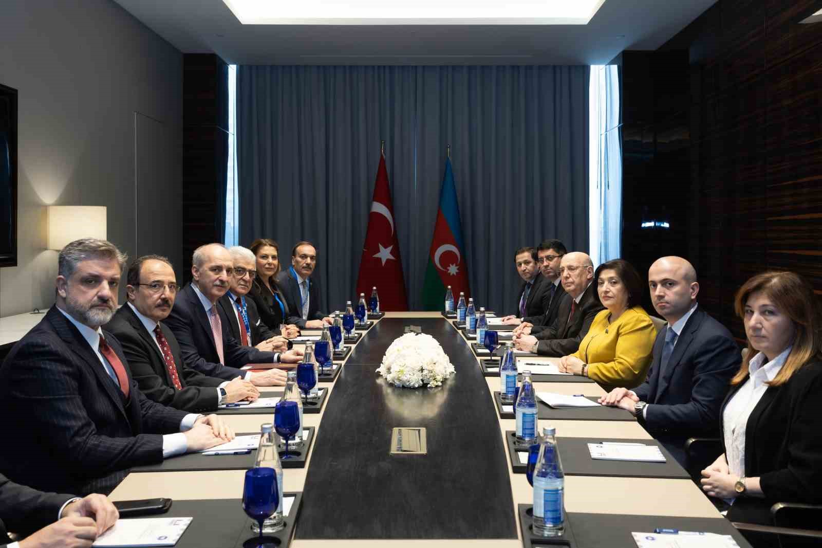 TBMM BAŞKANI KURTULMUŞ, AZERBAYCAN MİLLİ MECLİSİ BAŞKANI GAFAROVA İLE GÖRÜŞTÜ
