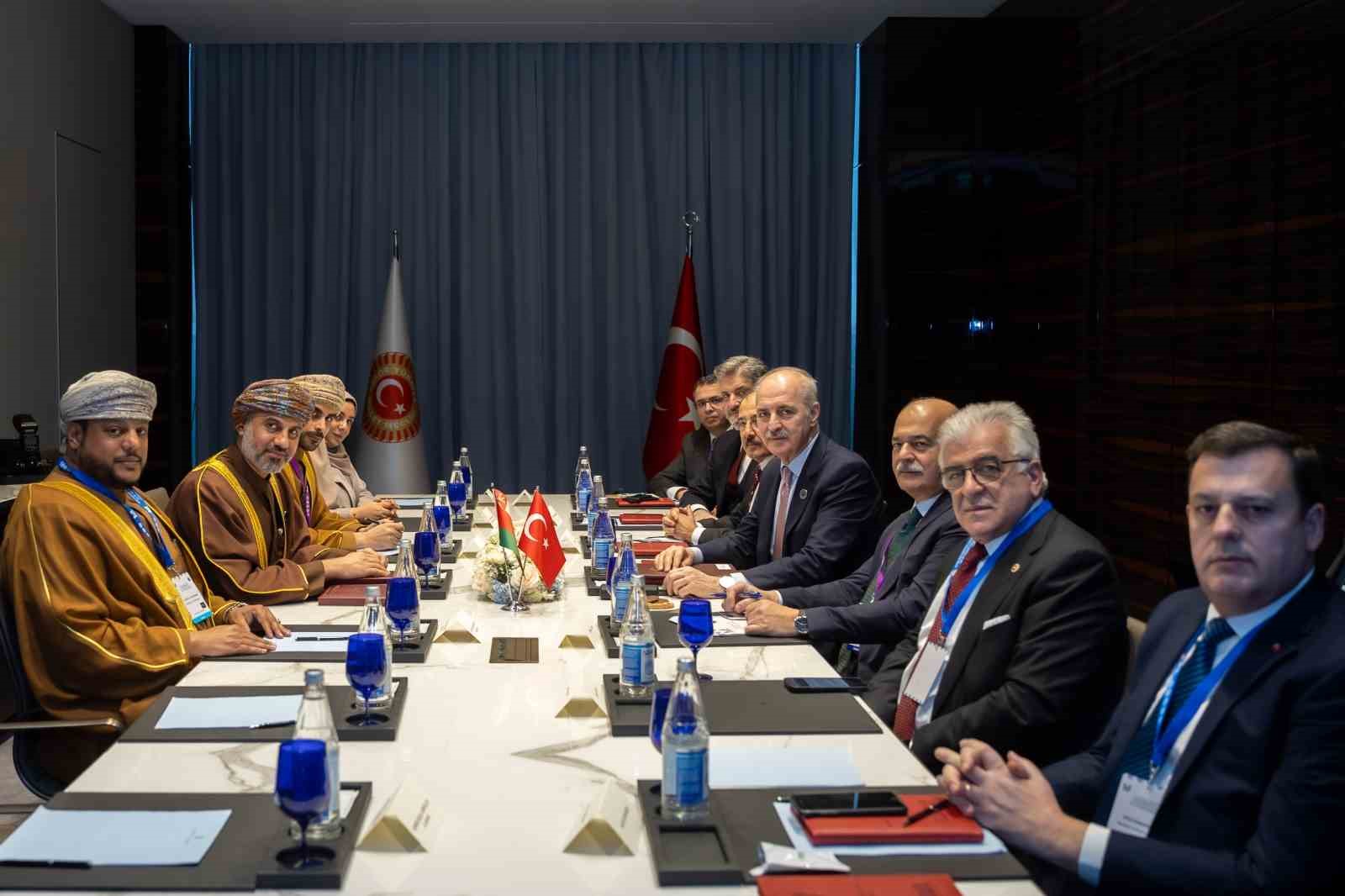 TBMM BAŞKANI KURTULMUŞ, UMMAN ŞURA MECLİSİ BAŞKANI AL MAAWALİ İLE