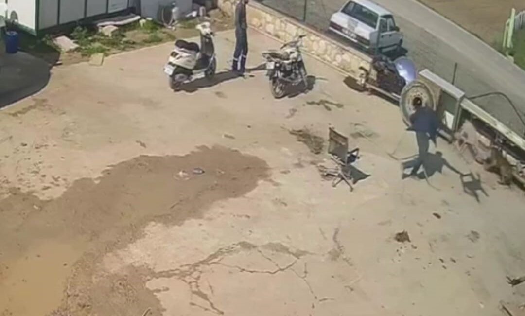 İzmir’in Urla ilçesinde, eline aldığı hortum, sandalye ve kürekle acımasızca