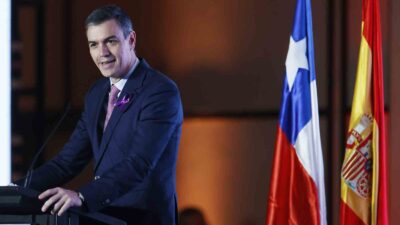 İspanya Başbakanı Pedro Sanchez. Şili’deki La Moneda Başkanlık Sarayı’nda düzenlediği