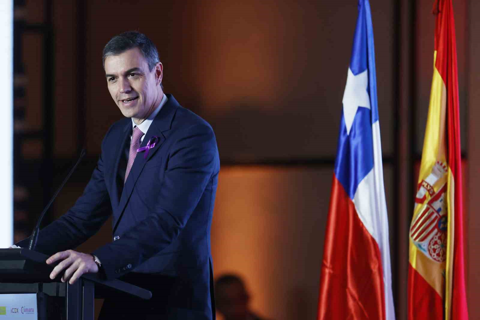 İspanya Başbakanı Pedro Sanchez. Şili’deki La Moneda Başkanlık Sarayı’nda düzenlediği