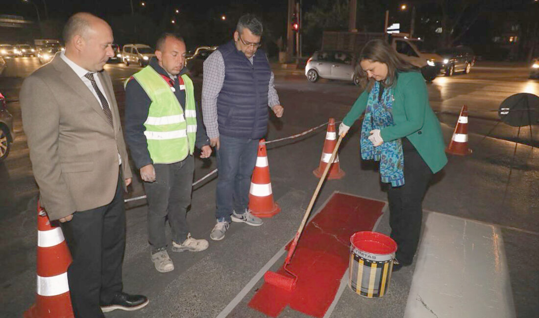 Afyonkarahisar’da Milli Birlik Caddesi’nde gece mesaisine kalan yol ve temizlik
