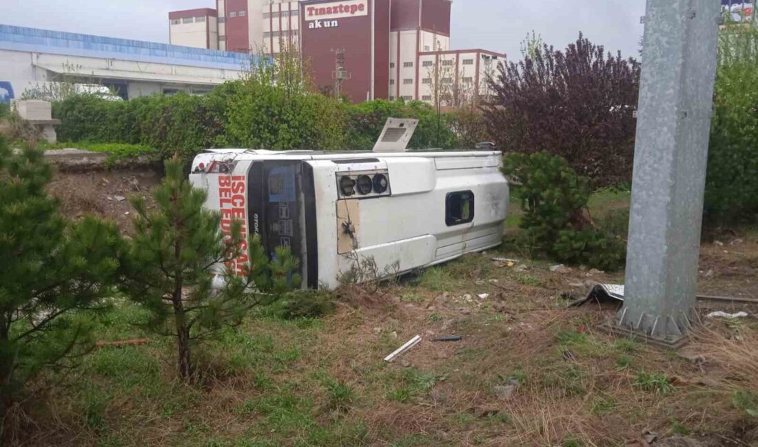 Afyonkarahisar’da kontrolden çıkan minibüs, yol kenarındaki ağaç ve tabelaları devirerek