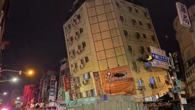 Tayvan’ın Hualien şehrinde meydana gelen 6.2 büyüklüğünde depremde hasar alan