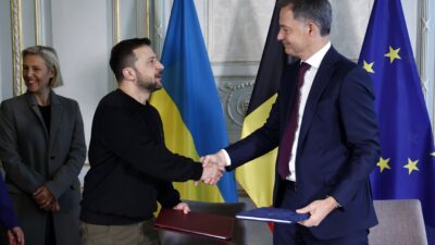 Belçika Başbakanı Alexander De Croo ve Ukrayna Devlet Başkanı Vladimir