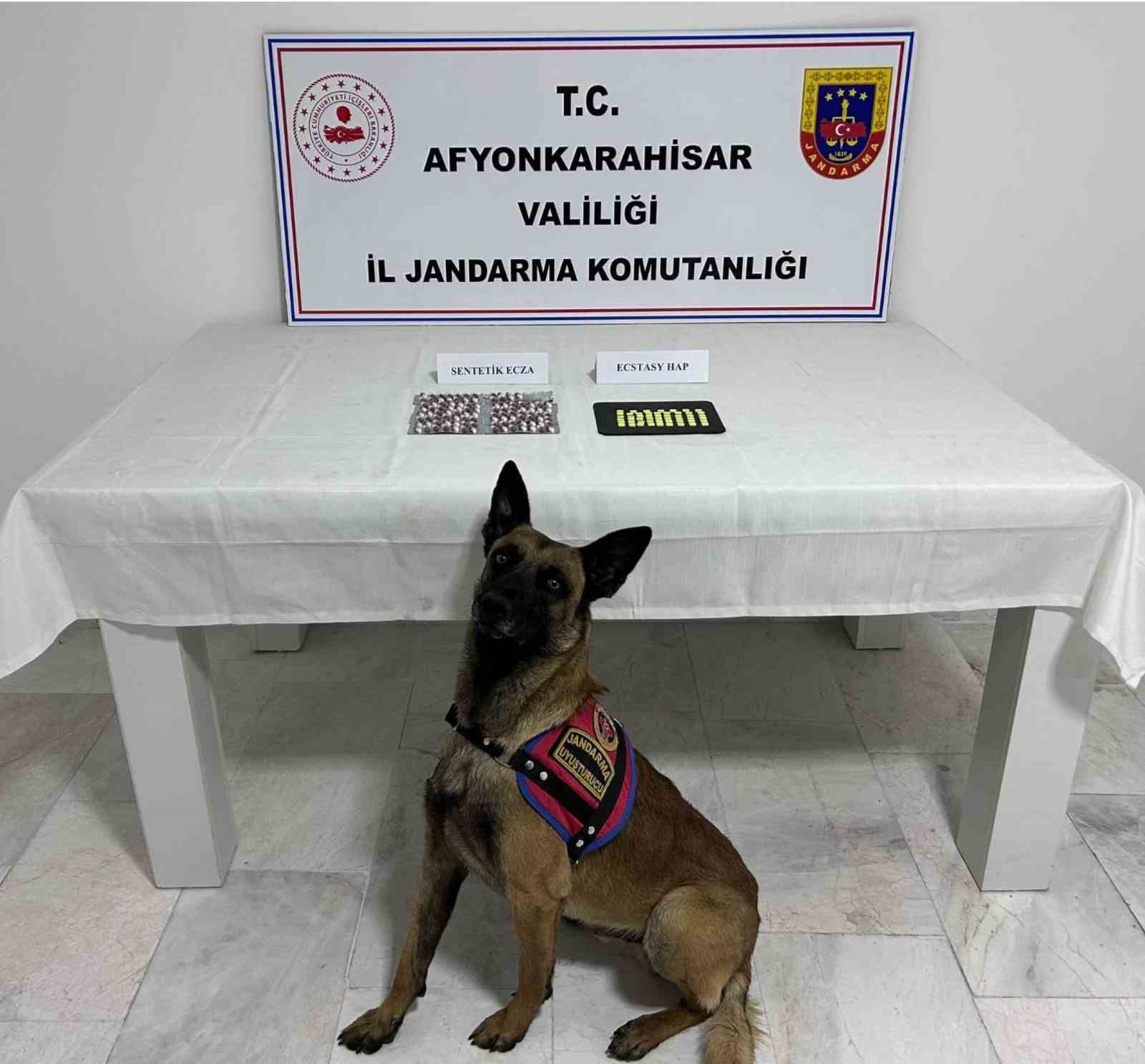 Afyonkarahisar’da baba ve oğlu ellerindeki yüzlerce uyuşturucu hapla yakalanırken baskın