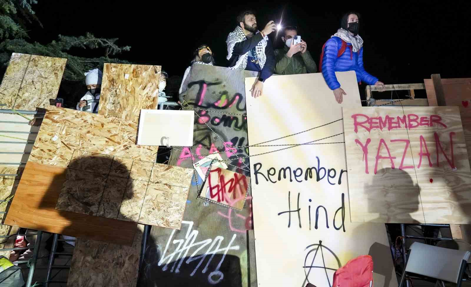 ABD’deki California Üniversitesi’nde (UCLA) düzenlenen Filistin’e destek eyleminin yapıldığı alana