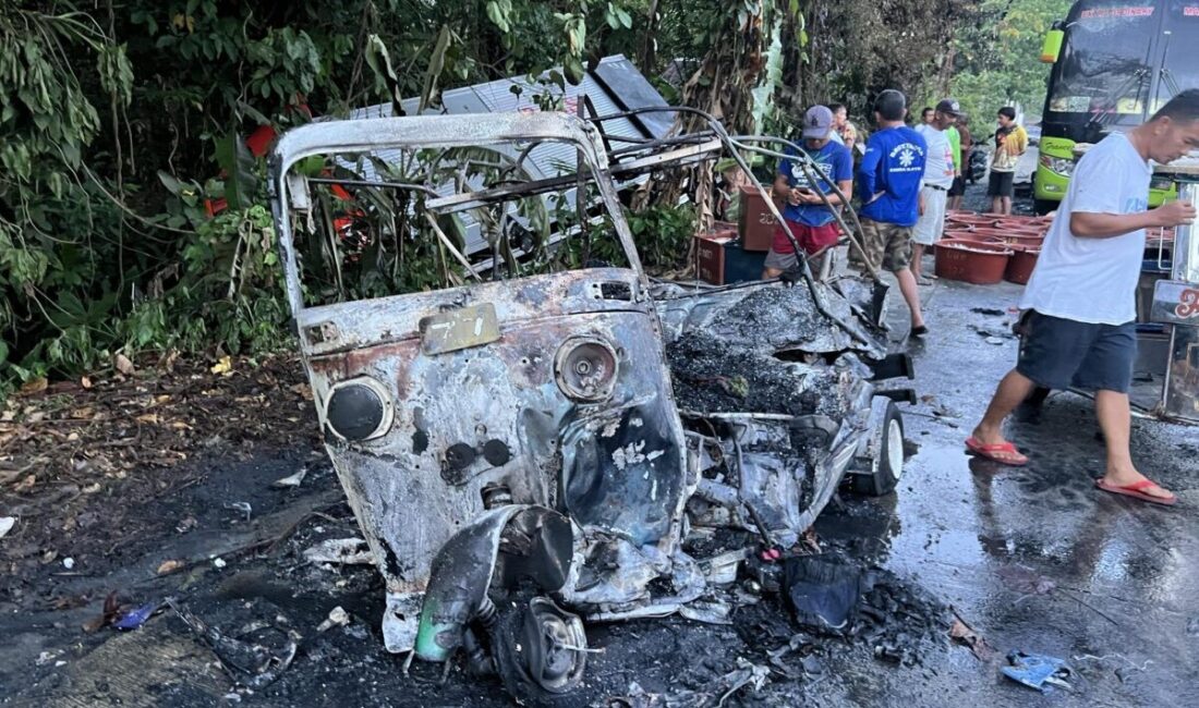 Filipinler’de bir kamyonun çarptığı “tuk-tuk” adlı 3 tekerlekli motorlu araç,