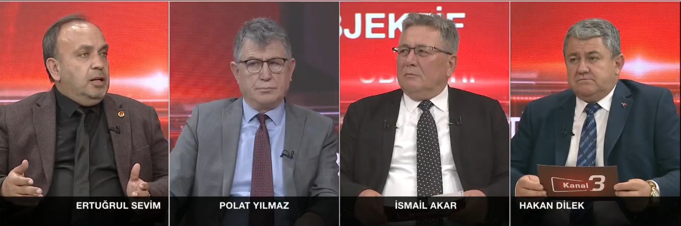 Kanal3’te Gazeteci İsmail Akar’ın moderatörlüğünde Gazeteciler Hakan Dilek, Ertuğrul Sevim