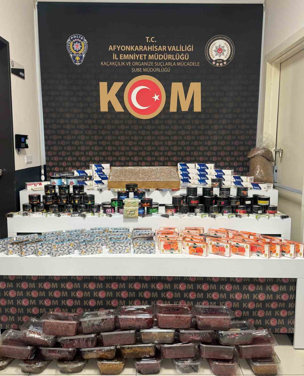 AFYONKARAHİSAR’DA TÜTÜN ÜRÜNLERİ SATAN BİR İŞ YERİNE POLİS TARAFINDAN YAPILAN