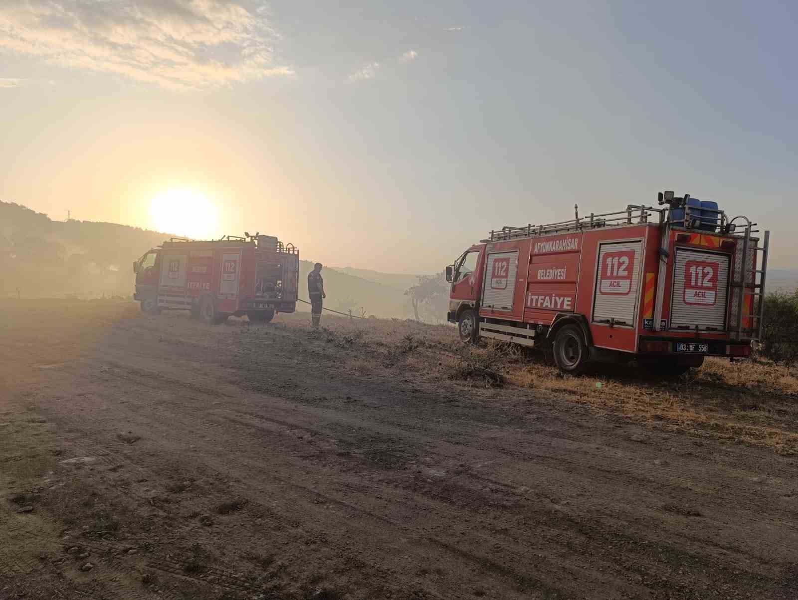 Afyonkarahisar’da ormanlık alanda çıkan yangın, itfaiye ekiplerinin yaklaşık 1 saat