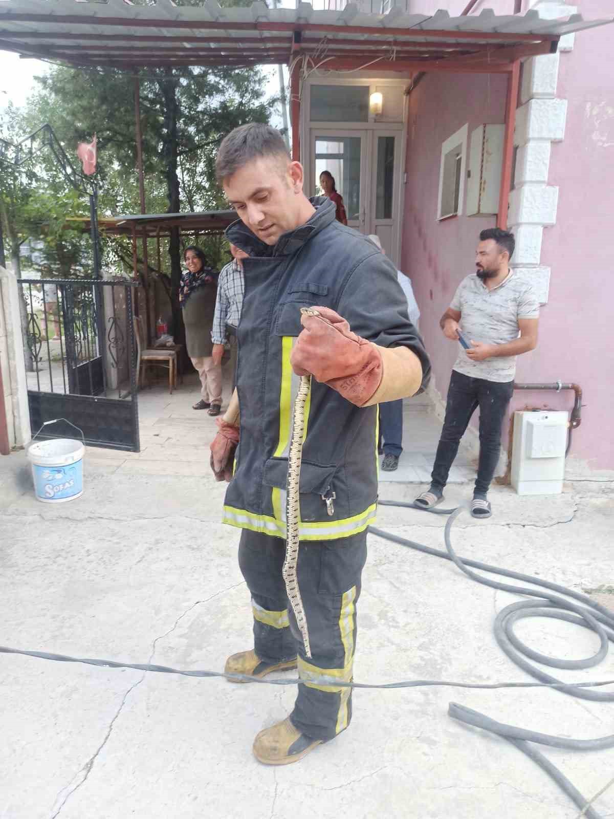 Afyonkarahisar’da eve giren yılan itfaiye ekipleri tarafından çıkarıldı. Olay, kent