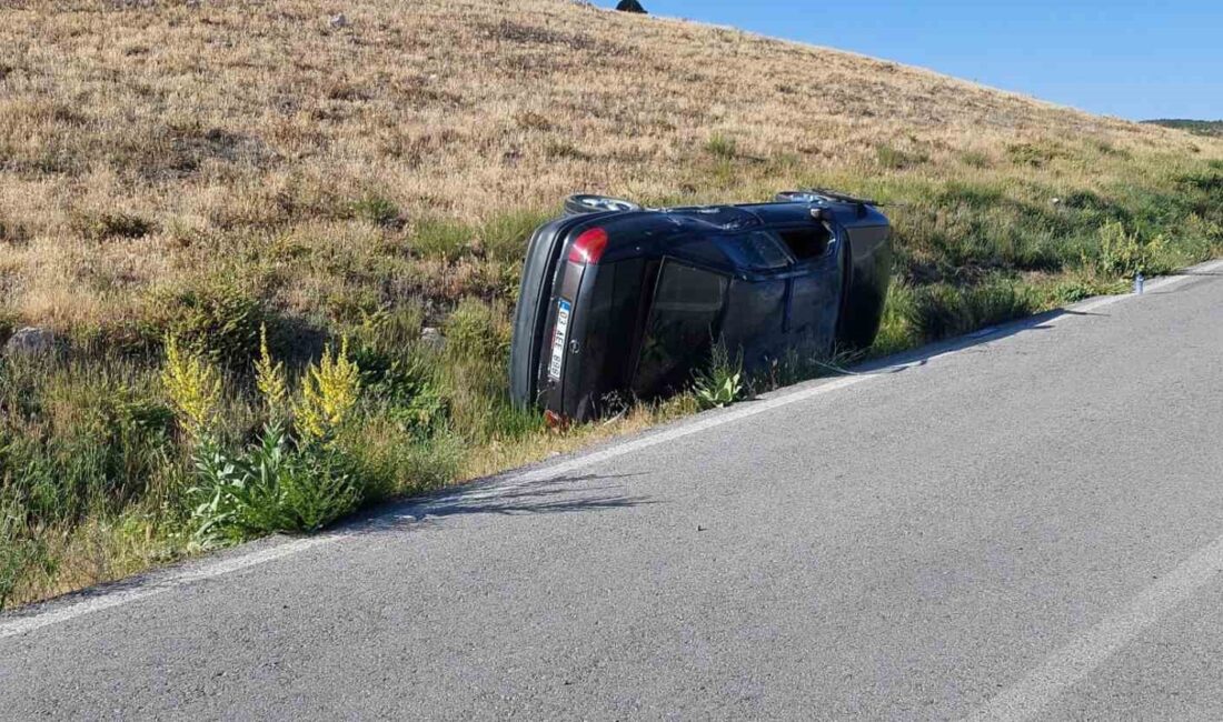 Afyonkarahisar’da Frig Vadisi’ni gezmeye gelen ziyaretçinin gezisi aracın devrilmesi sonucu