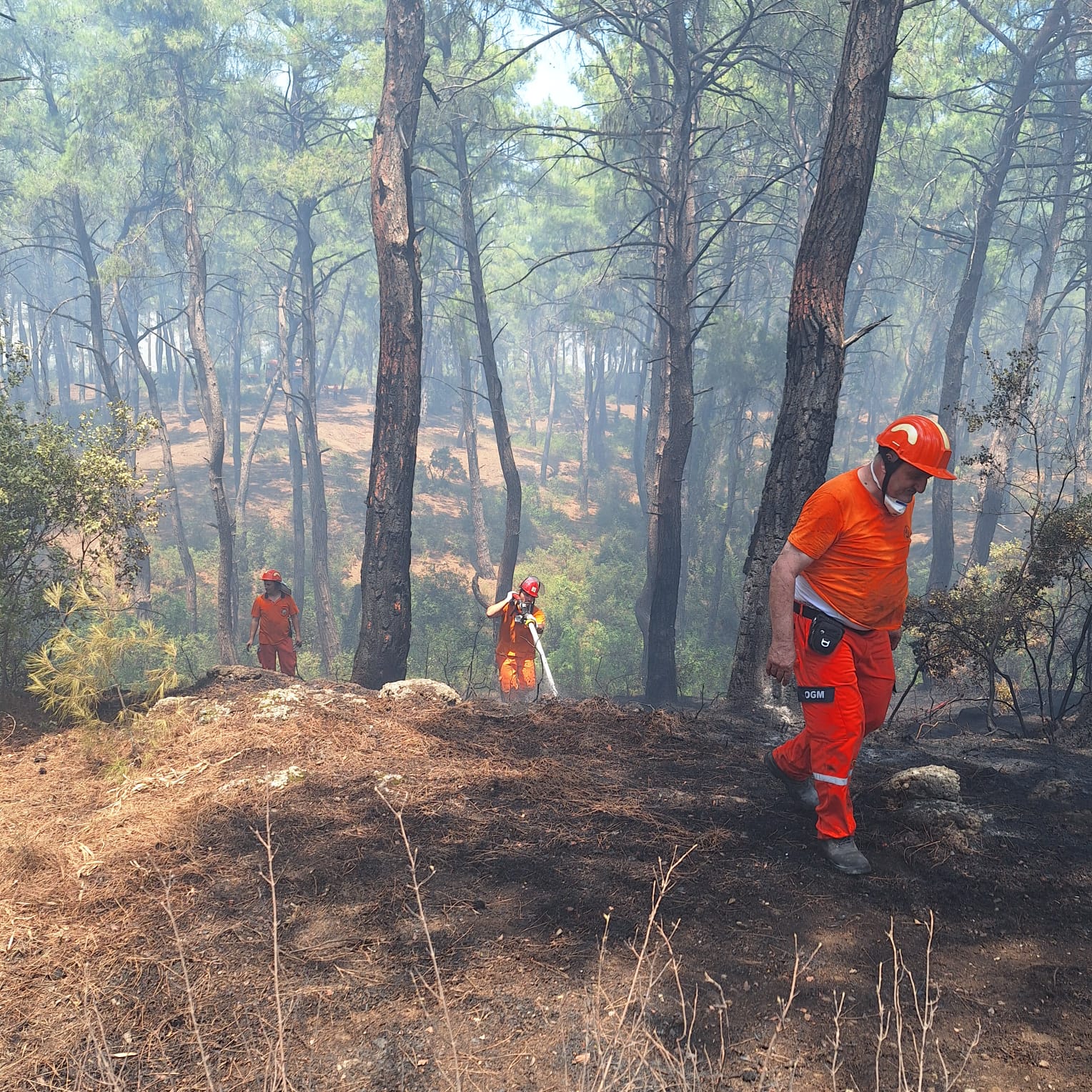 Antalya’nın Aksu ilçesinde Alaylı Mahallesi’ndeki ormanlık alanda çıkan yangın ekiplerin