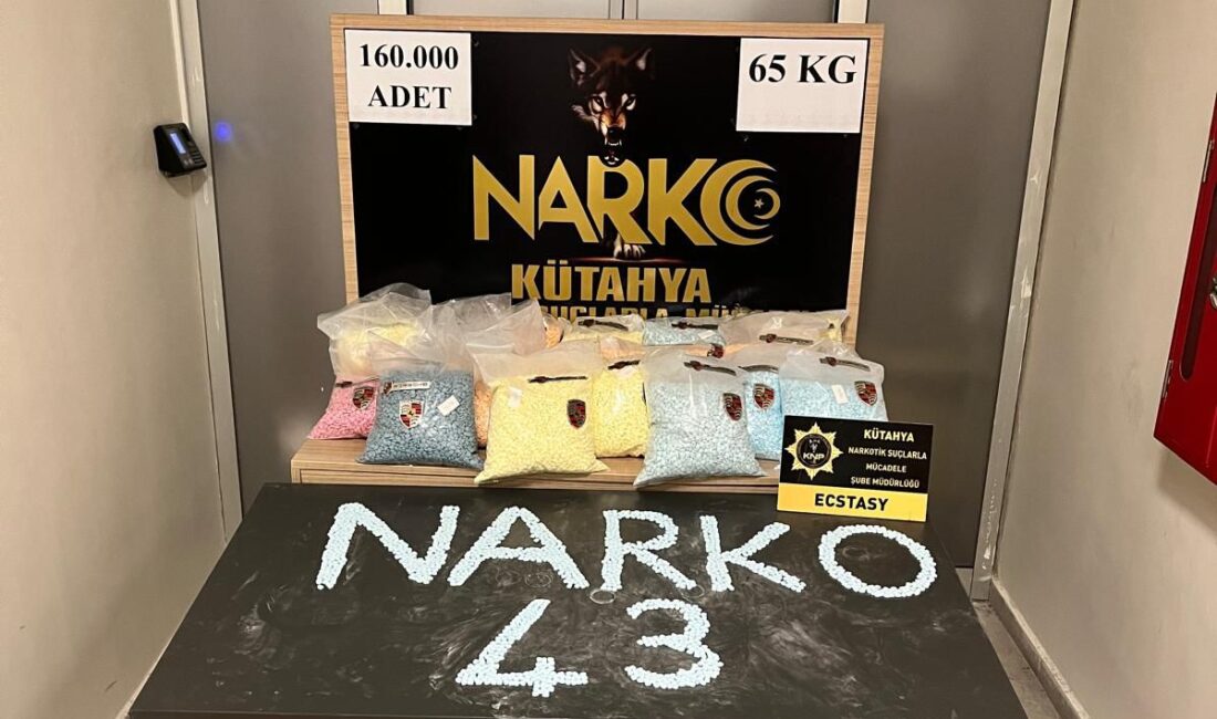 Kütahya polisinin sabaha karşı uygulama noktasında durdurduğu bir araçtan 160