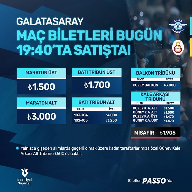 Adana Demirspor, Galatasaray Maçı İçin Taraftarlara Müjde Verdi Adana Demirspor, Süper Lig’in 4. haftasında Galatasaray ile kozlarını paylaşacak.