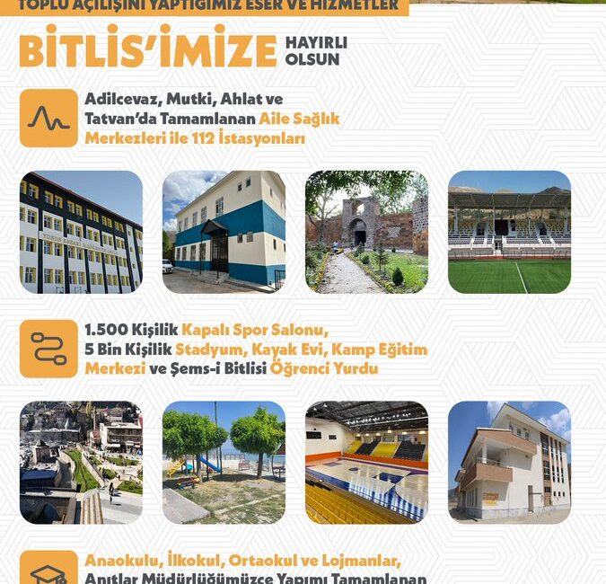 Recep Tayyip Erdoğan Bitlis’te Önemli Eser ve Hizmetlerin Açılışını Gerçekleştirdi Cumhurbaşkanı Recep Tayyip Erdoğan, Bitlis’te önemli eser ve hizmetlerin resmi