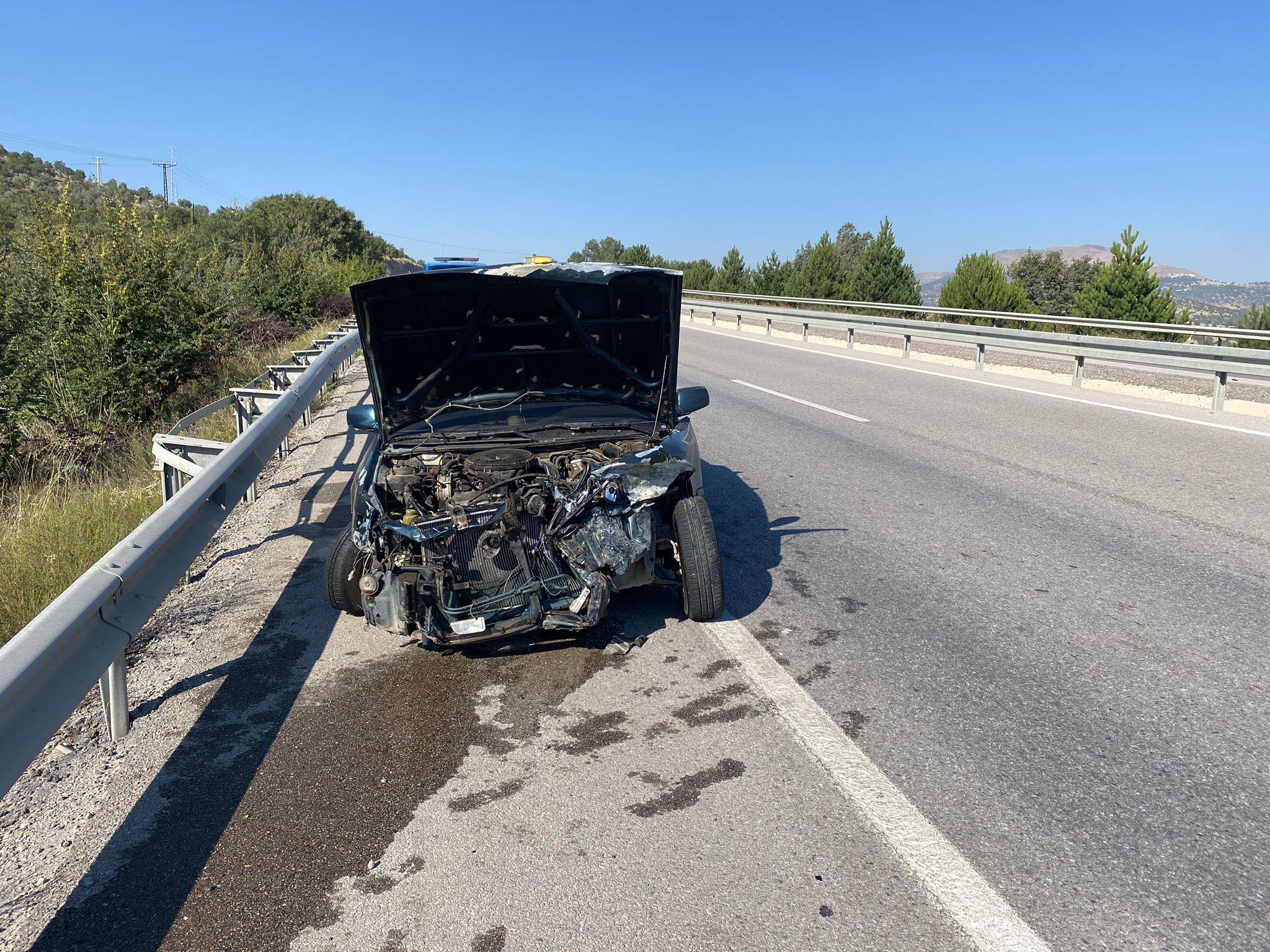 Afyonkarahisar’da refüje girerek bariyerlere çarpan otomobilde ikisi çocuk 4 kişi