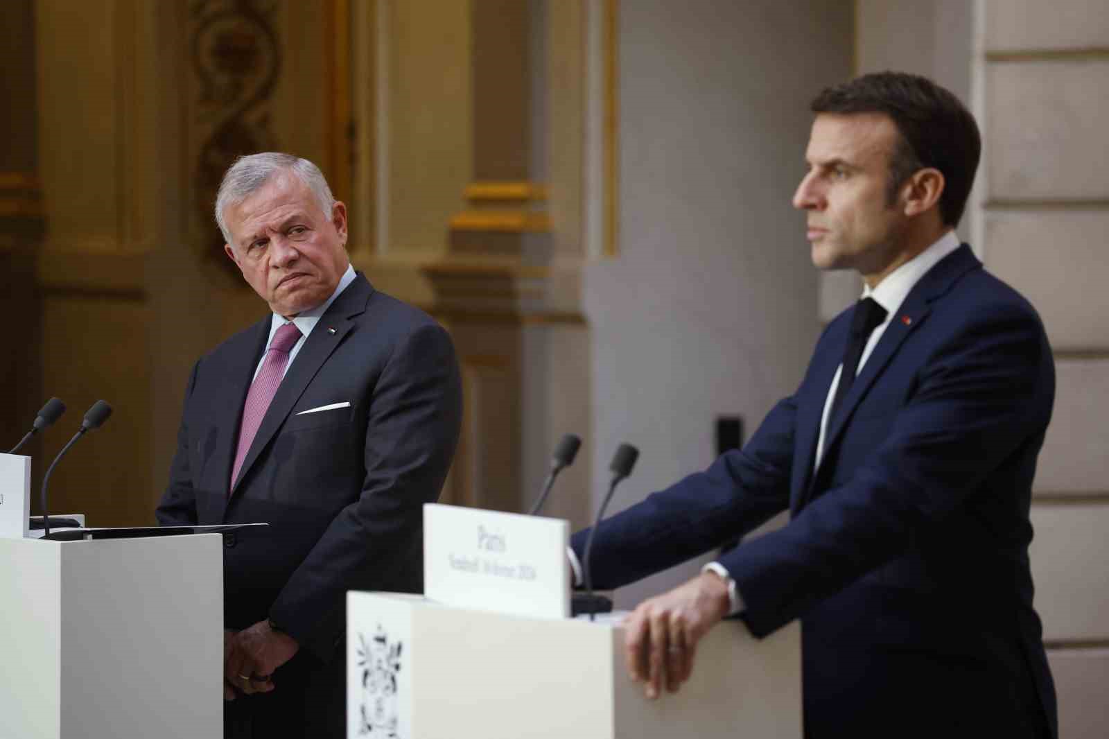 Ürdün Kralı II. Abdullah ile Fransa Cumhurbaşkanı Emmanuel Macron arasında