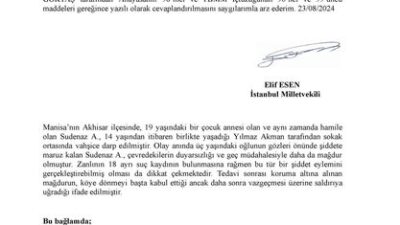 CHP Milletvekili Elif Esen, Sudenaz A.’nın 14 yaşında Yılmaz Akman
