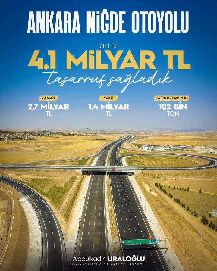 Ulaştırma ve Altyapı Bakanı Abdulkadir Uraloğlu, Ankara - Niğde Otoyolu'nun