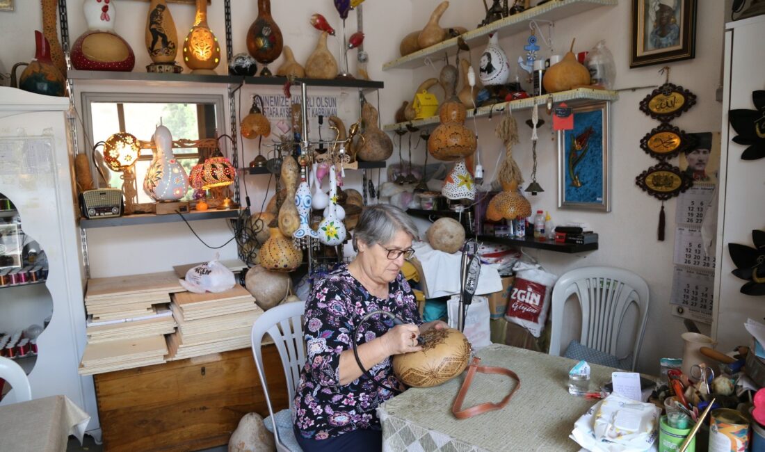 Manisa'da su kabağı tasarımcılığı yapan Fevziye Katırcı, sağlık sorunlarını hobisi