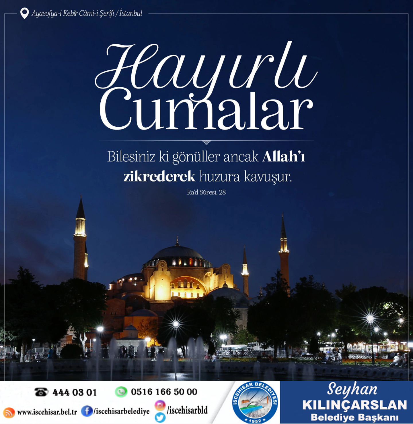 Seyhan Kılınçarslan, yaptığı açıklamada, mübarek Cuma gününün tüm topluma hayır