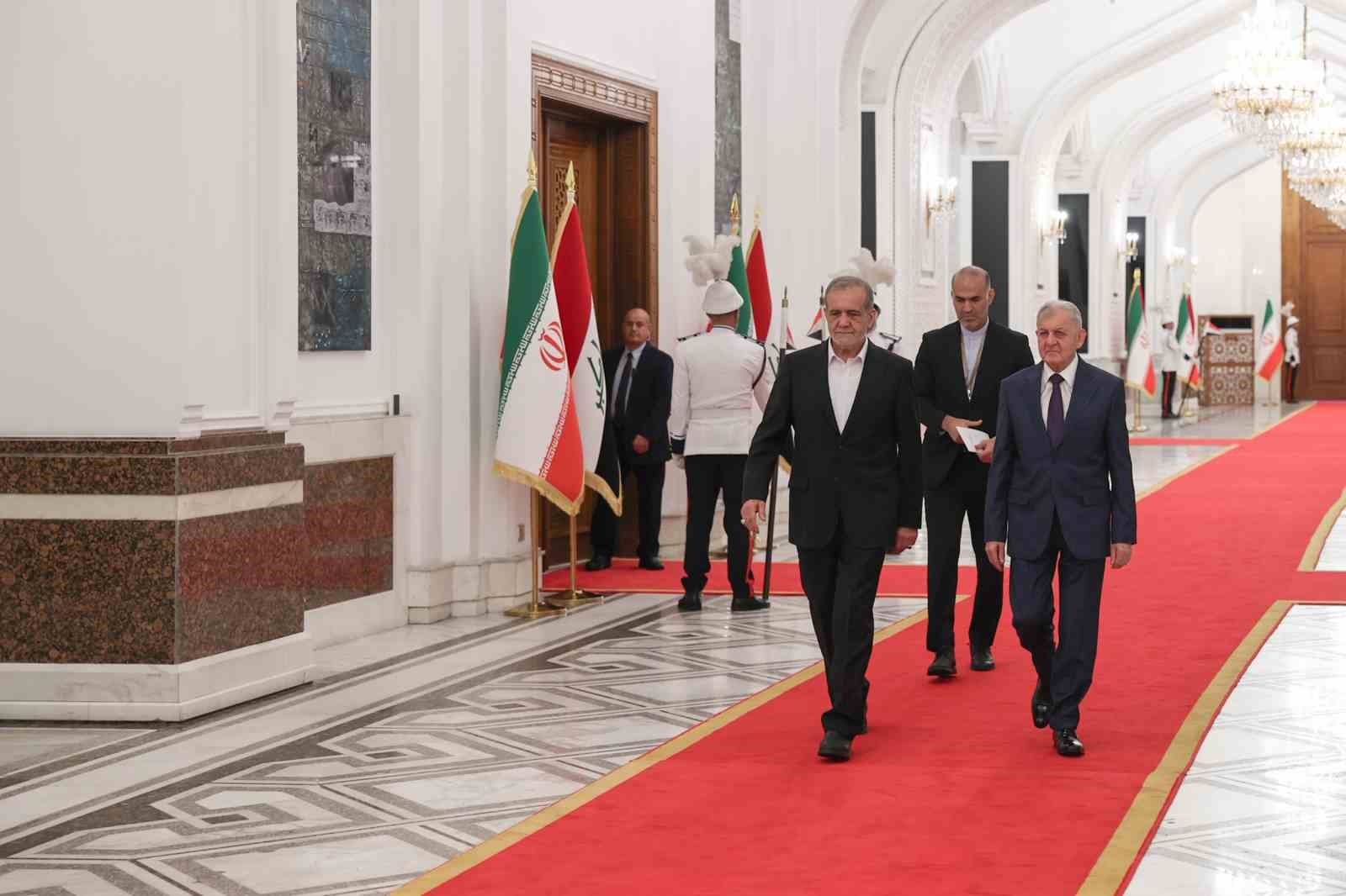 İran Cumhurbaşkanı Mesud Pezeşkiyan ilk resmi yurtdışı ziyaretini gerçekleştirdiği Irak’ta,