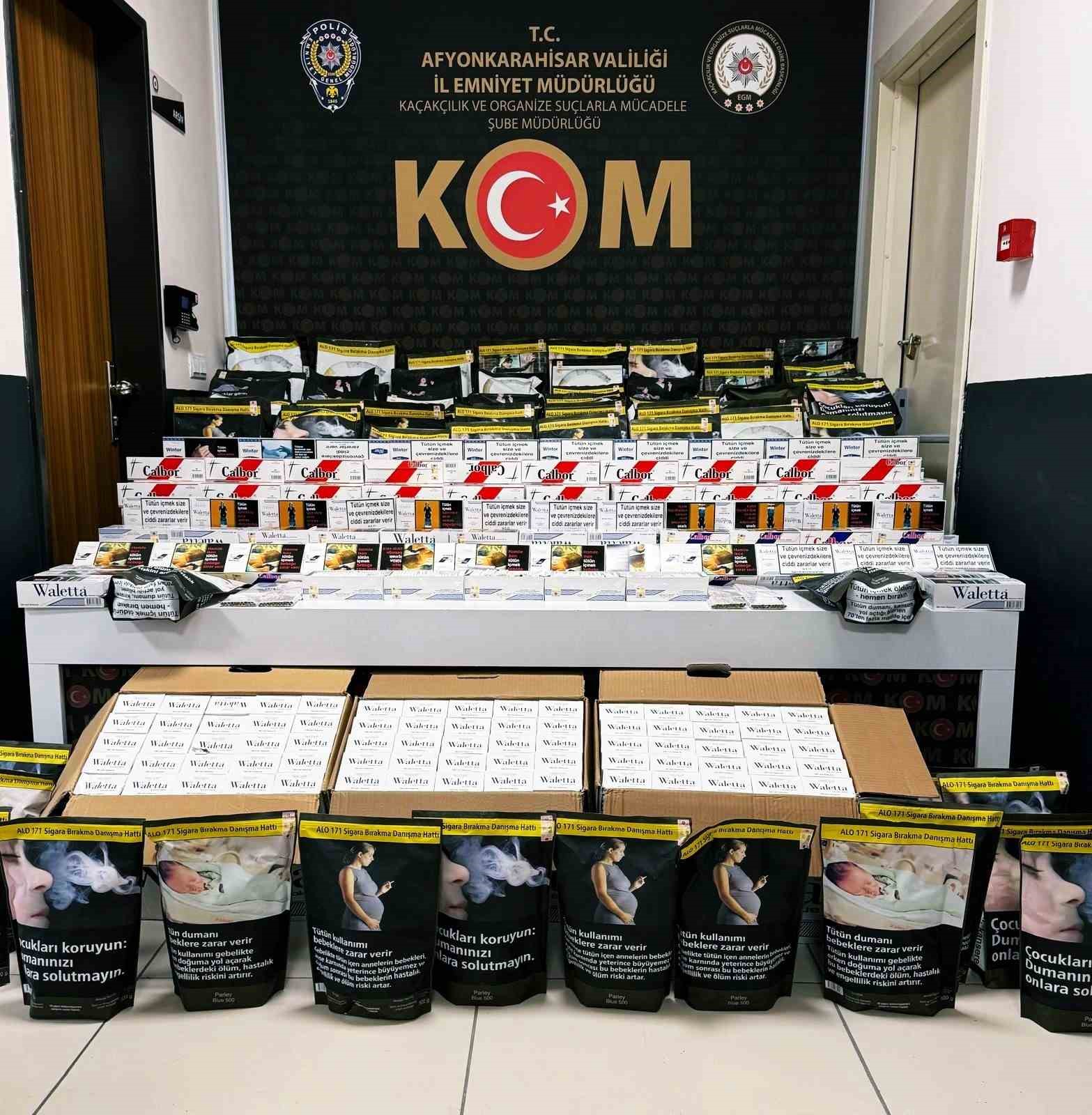 Afyonkarahisar’da polis tarafından bir iş yerine düzenlenen operasyonda 38 bin