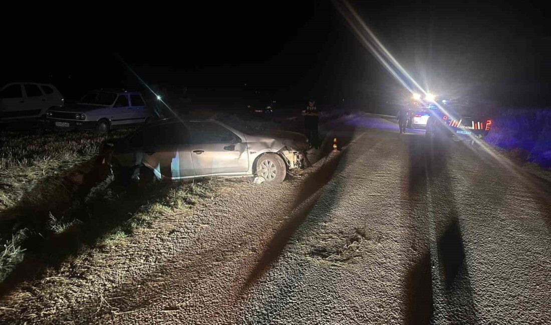 Afyonkarahisar’da kontrolden çıkarak refüje giren otomobildeki 2 kişi yaralandı.
