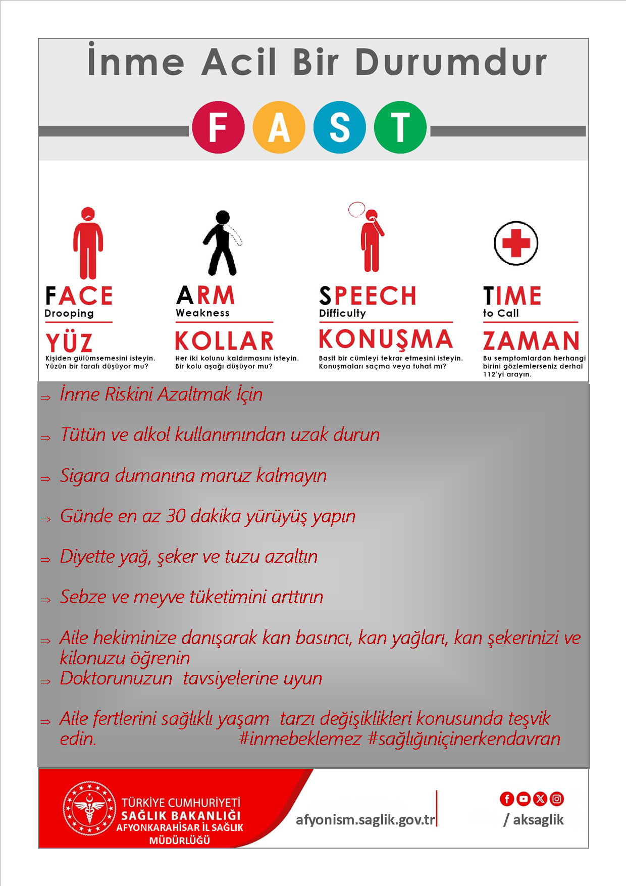 Afyonkarahisar İl Sağlık Müdürlüğü: İnme beklemez, erken davran! sağlıklı beslen!
