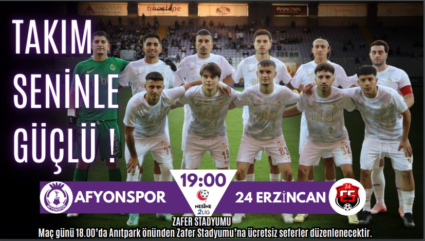 Pazar günü saat 19:00 da Afyon Zafer stadyumunda oynanacak olan